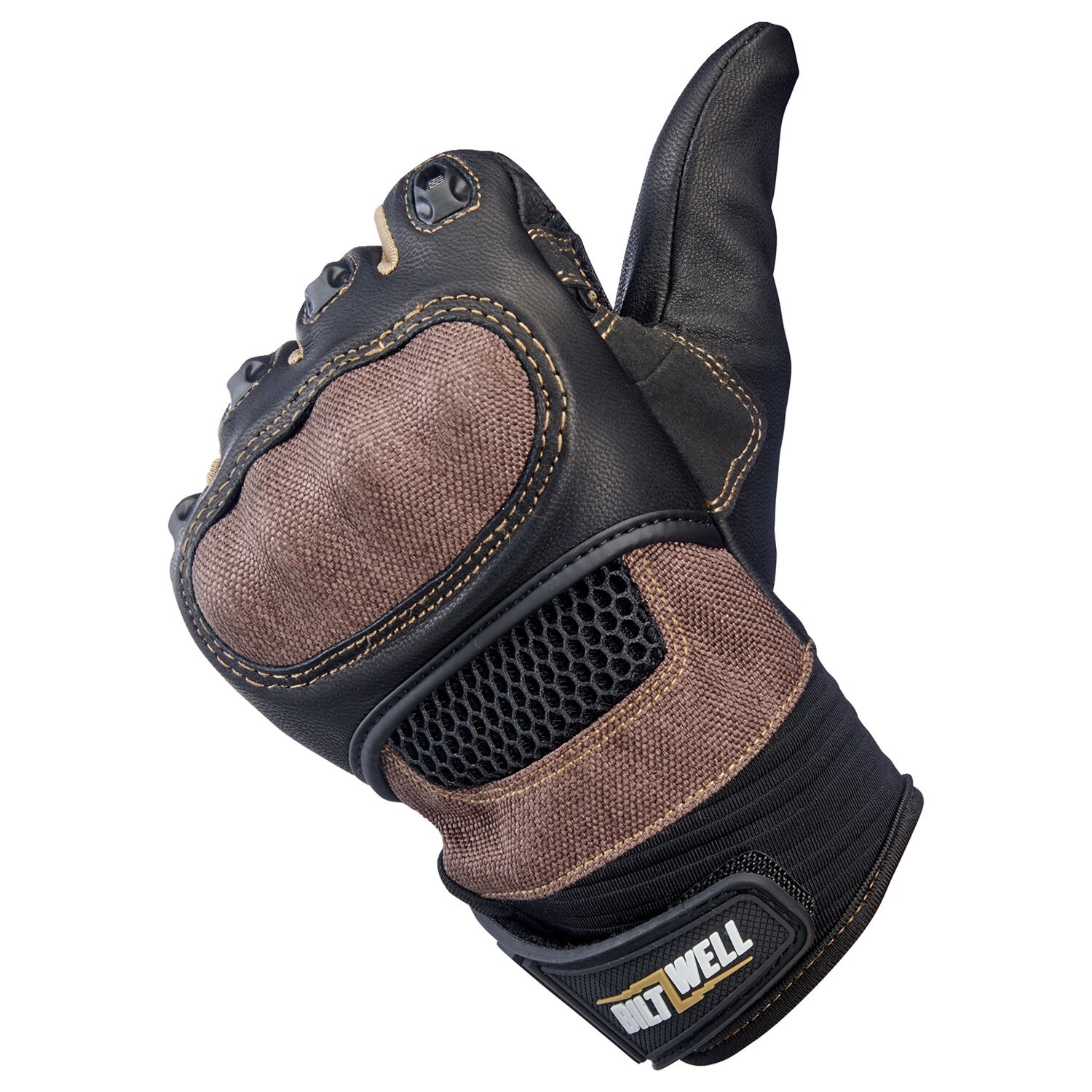 Biltwell Bridgeport gloves, chocolate Black, Black, XS