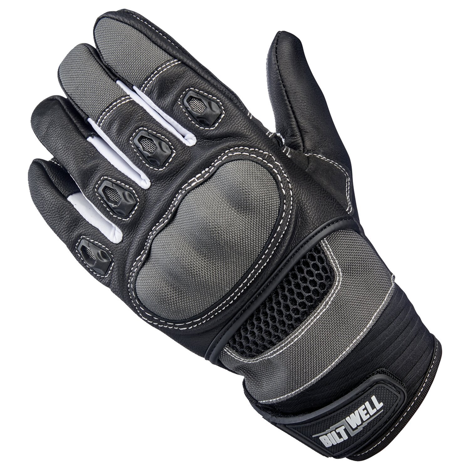 Biltwell Bridgeport gloves, gray, Black, XS