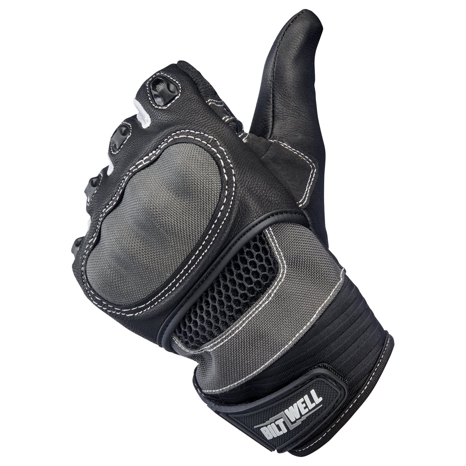 Biltwell Bridgeport gloves, gray, Black, XS