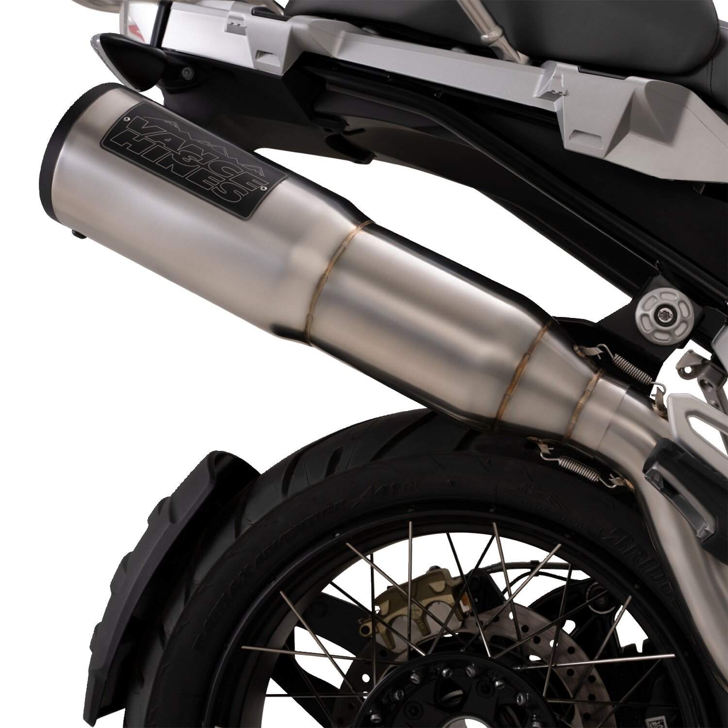 Vance & Hines, Hi-output adventure 500 slip ons. ss, Black, Brushed