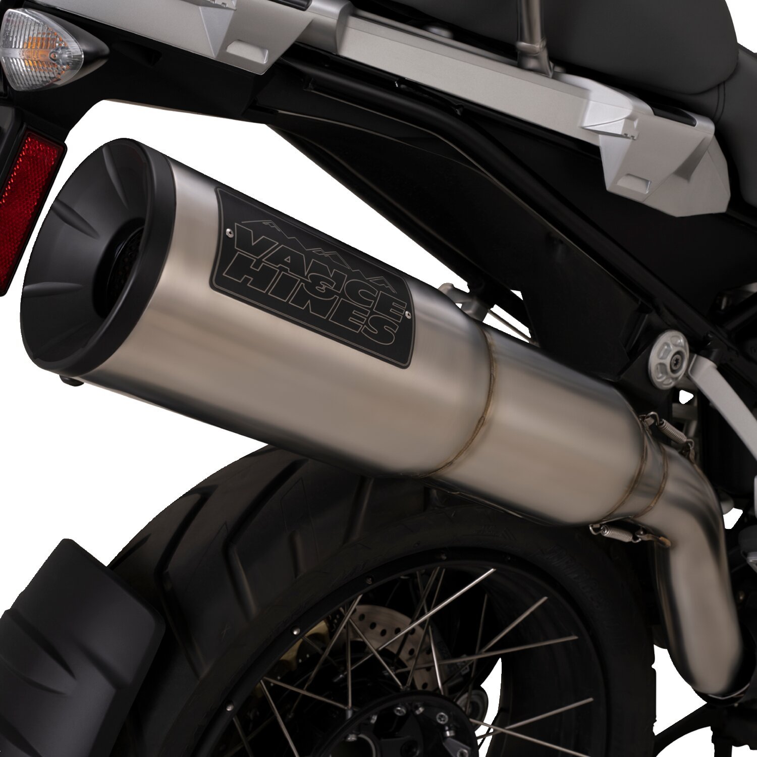 Vance & Hines, Hi-output adventure 500 slip ons. ss, Black, Brushed