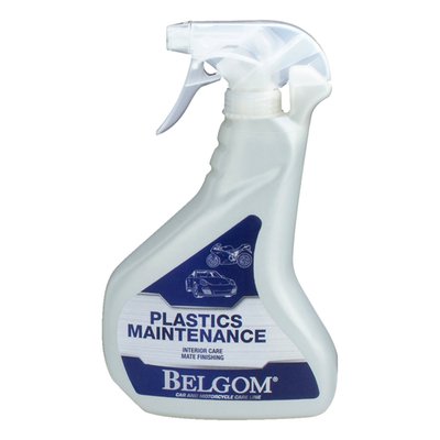 Spray bottle action. Belgom Plastics Maintenance restores shine and homogeneity to tarnished plastics. It dust and protects (by its anti-UV action) all plastic surfaces (smooth, dimpled, etc.) damaged by the sun and tobacco smoke. Interior care with satin finish. Its silicone-free formulation neutralizes fillers that attract dust and other atmospheric pollution. After application, it will give a pleasant flowery scent.