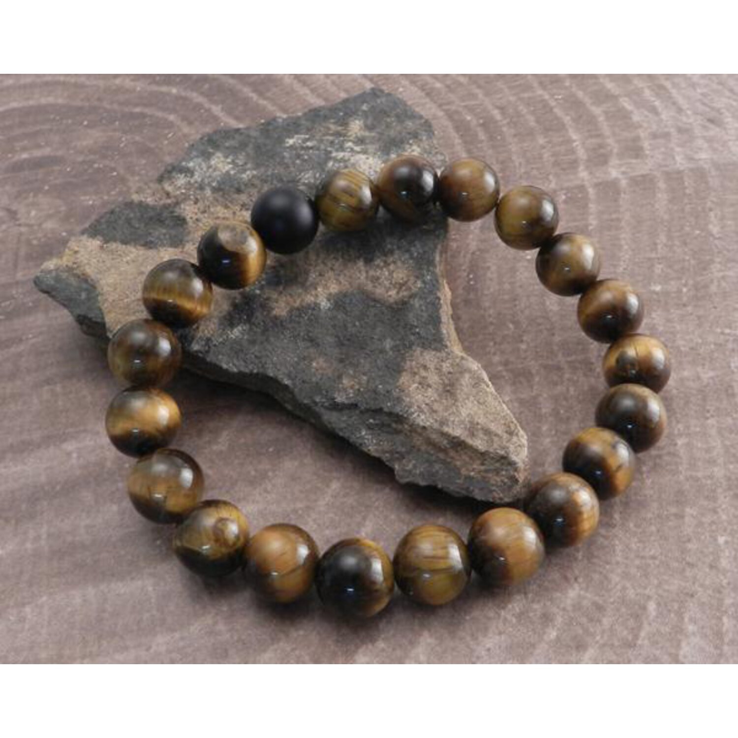 Amigaz Tiger Eye Stone stretch bracelet brown