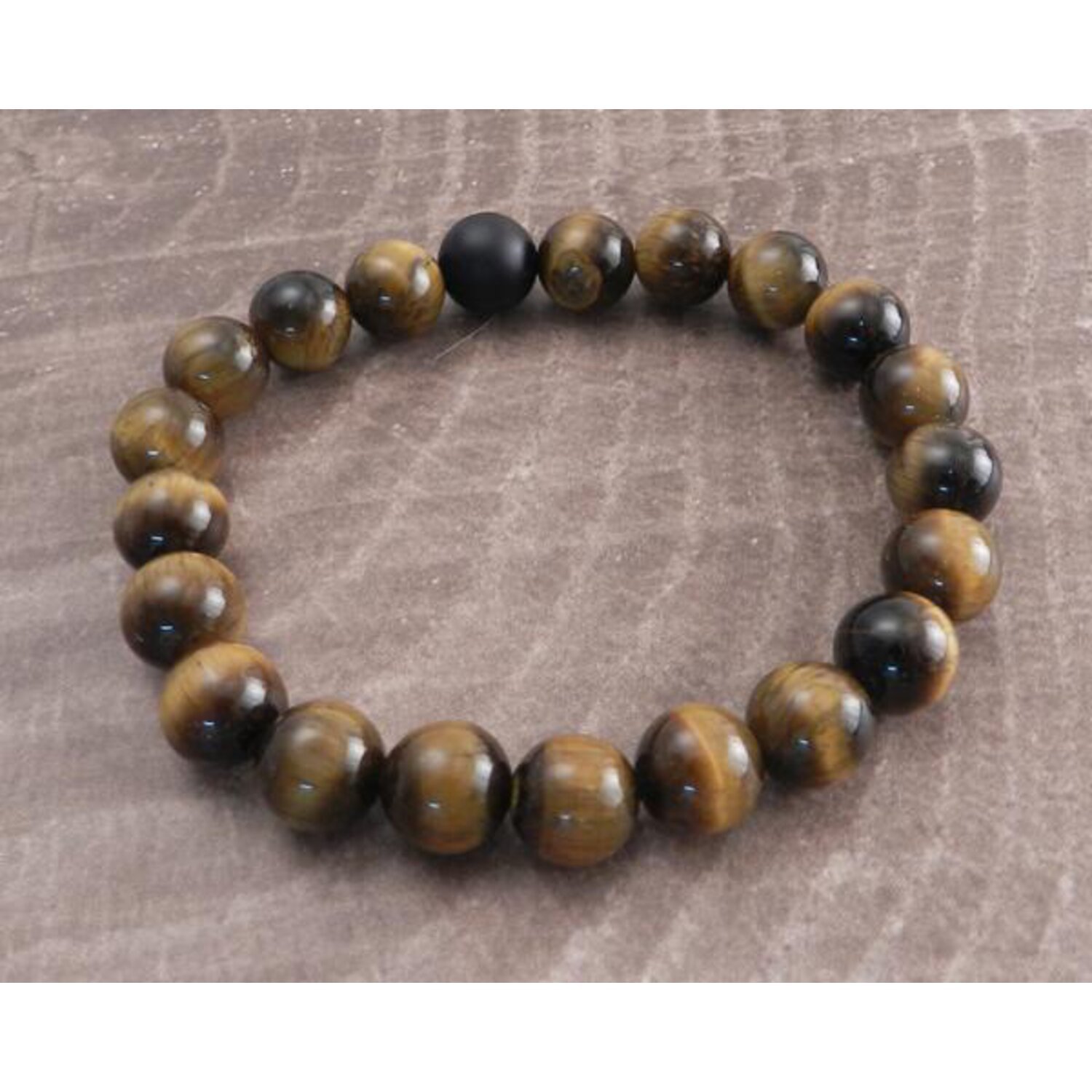 Amigaz Tiger Eye Stone stretch bracelet brown