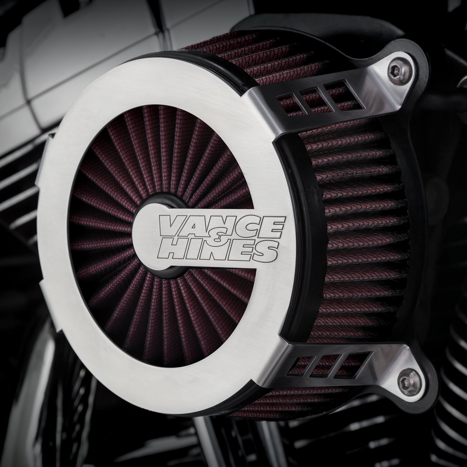 Vance & Hines, VO2 Cage fighter air cleaner kit. brushed sta