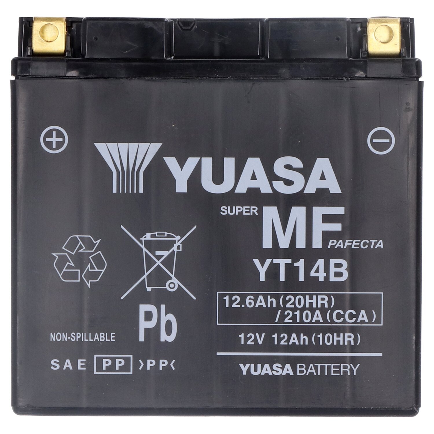 Yuasa, AGM battery, YT14B-WC, Black