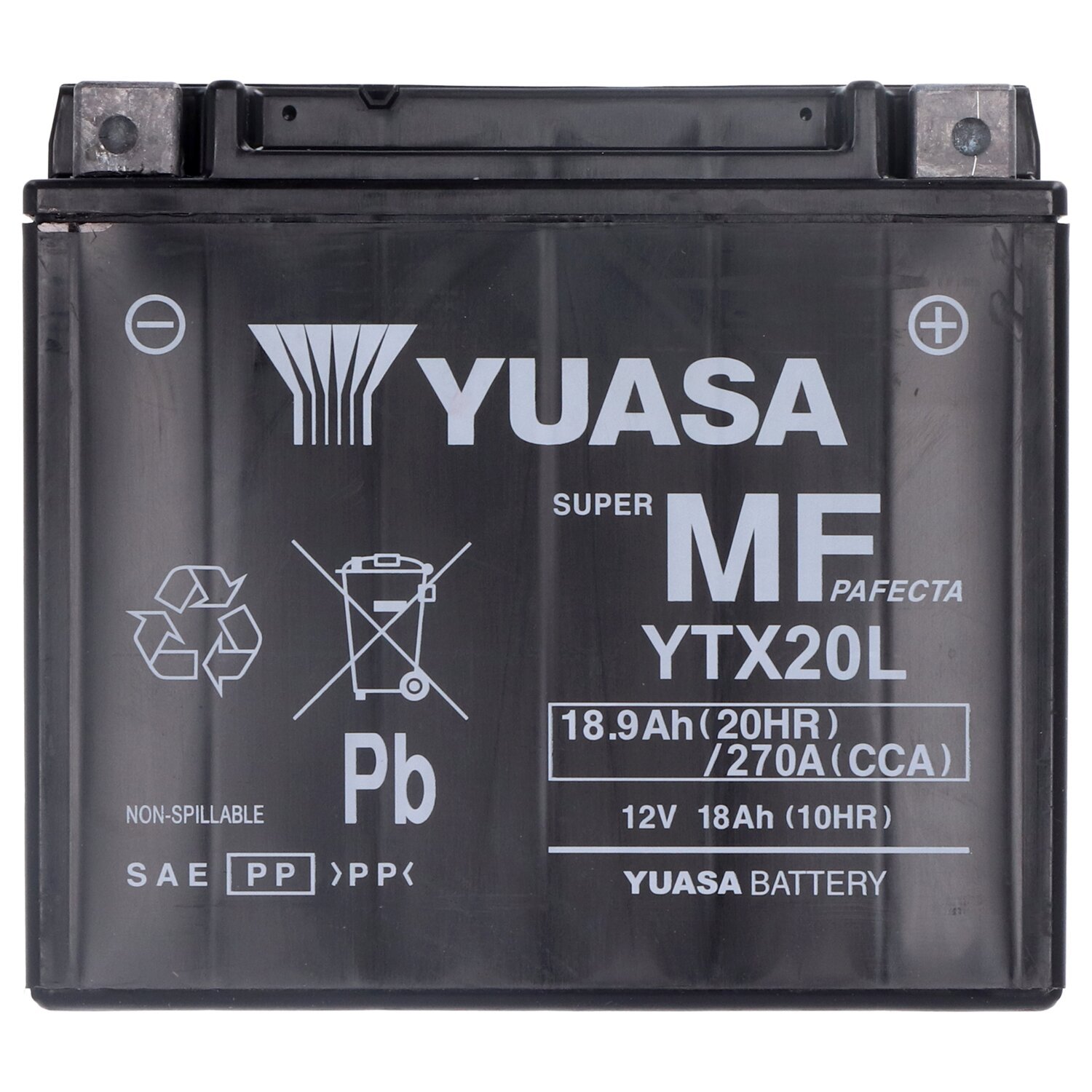 Yuasa, AGM battery, YTX20L-WC, Black