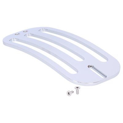 Billet aluminum solo luggage rack. Approximately 8mm thick. Dimensions approx.: 32cm long x 14cm wide. Maximum load capacity 5kg. Includes installation hardware and required brackets. 
Note: Not compatible with a passenger seat.