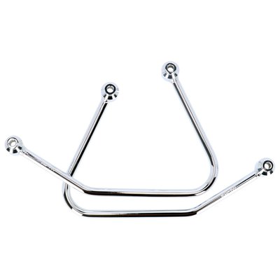 Chromed plated steel pannier supports. Easy bolt-on installation to the original mounting points of the fender. Includes all installation hardware.