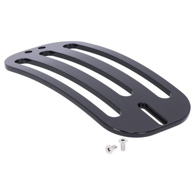 Billet aluminum solo luggage rack. Approximately 8mm thick. Dimensions approx.: 32cm long x 14cm wide. Maximum load capacity 5kg. Includes installation hardware and required brackets. 
Note: Not compatible with a passenger seat.