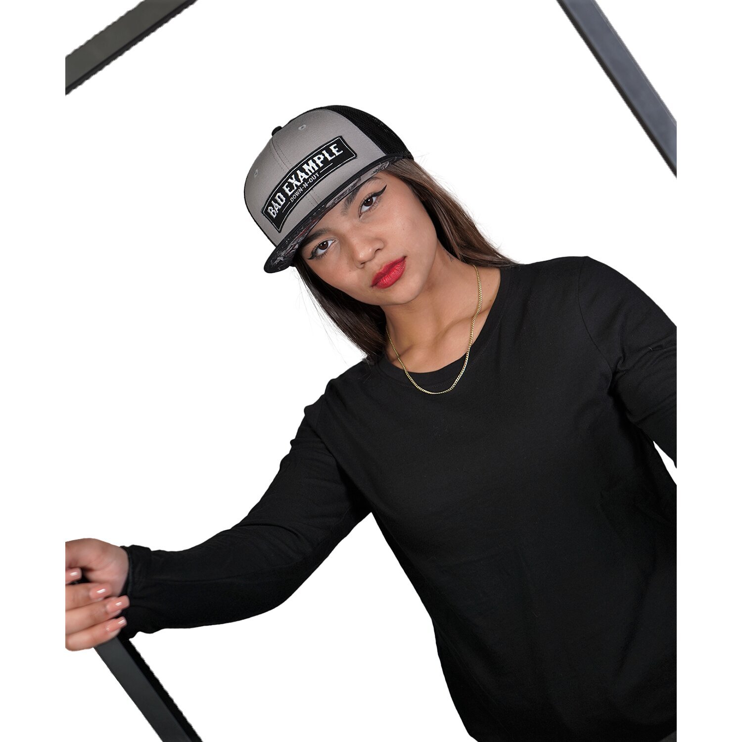 Down-n-Out Bad Example snapback cap, grey, black