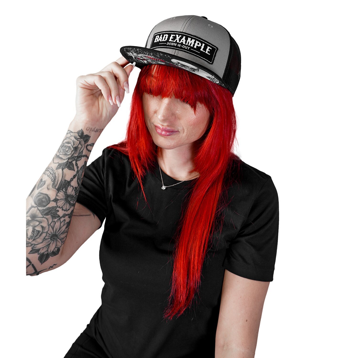 Down-n-Out Bad Example snapback cap, grey, black