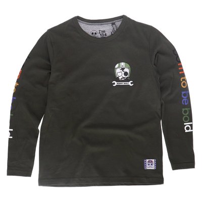 Bobby Bolt, born to be bold! Adventurous, streetwise, rebel, brave, naughty. For the next generation bikers we have the crewneck longsleeve made from soft 100% organic french terry cotton fabric for ultimate daily comfort. Features cool graphis on the sleeves and the Bobby Bolt logo on the chest. Available in army green, red and navy. Be bold be brave!