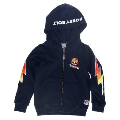 Bobby Bolt, born to be bold! Adventurous, streetwise, rebel, brave, naughty. For the coolest little humans we have this great full zip hoodie made from soft 100% organic french terry cotton fabric for ultimate daily comfort. Available in red, navy and army. Be bold be brave!