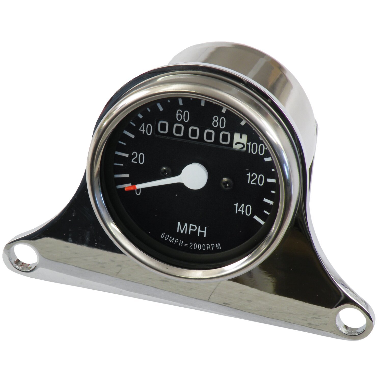 Mini speedometer kit chrome, 2:1 mph drive ratio, Black