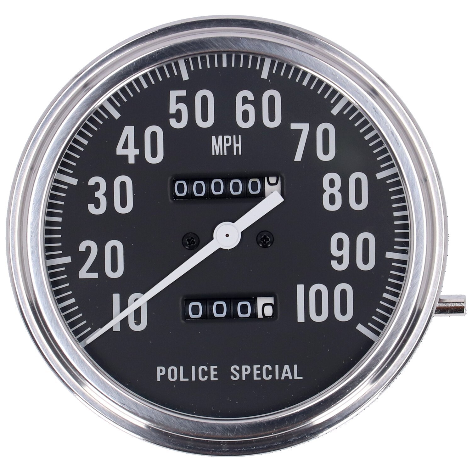 FL speedometer, 'Police face', black. 2:1 mph