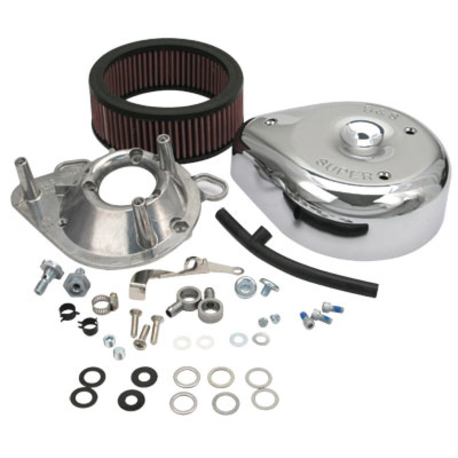 S&S, teardrop air cleaner assembly. Chrome