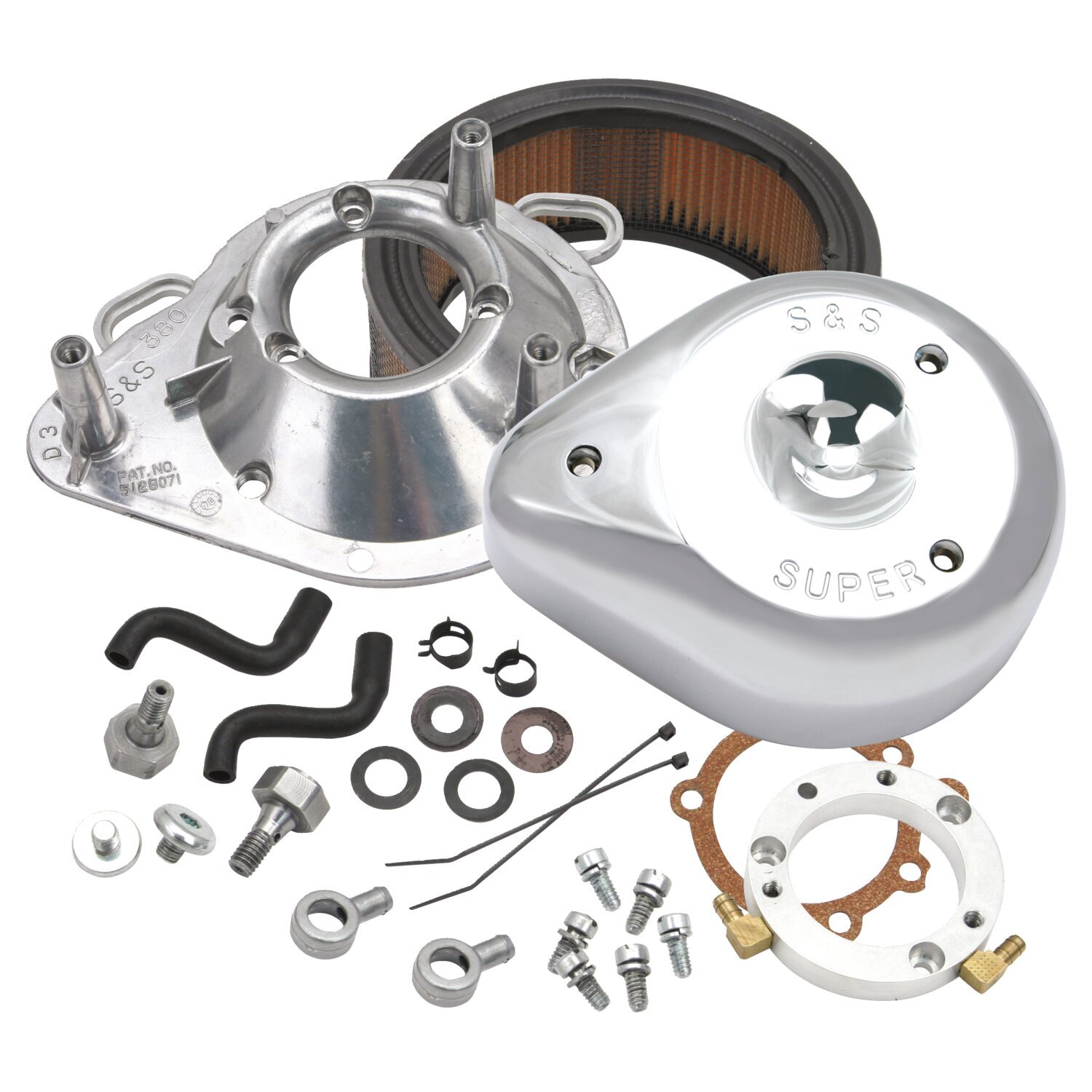 S&S, teardrop air cleaner assembly. Chrome