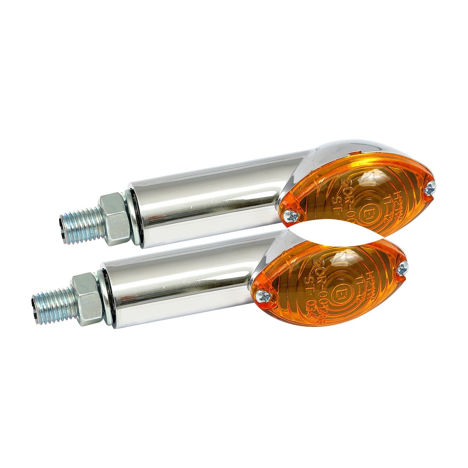 Cateye mini turn signals 40mm stem, chrome with amber lens, Orange
