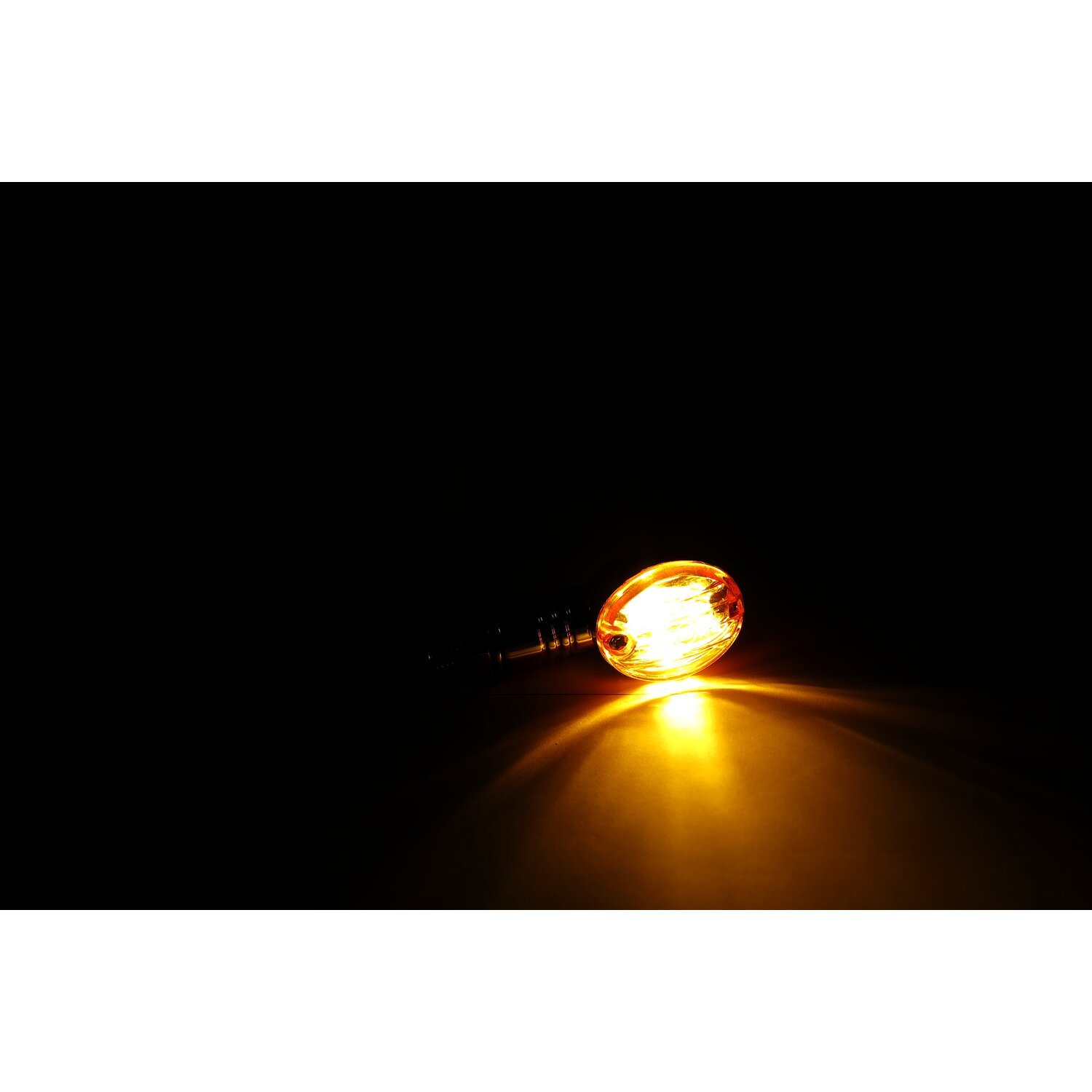 Micro-flash, halogen turn signal. Chrome. Amber lens, Orange