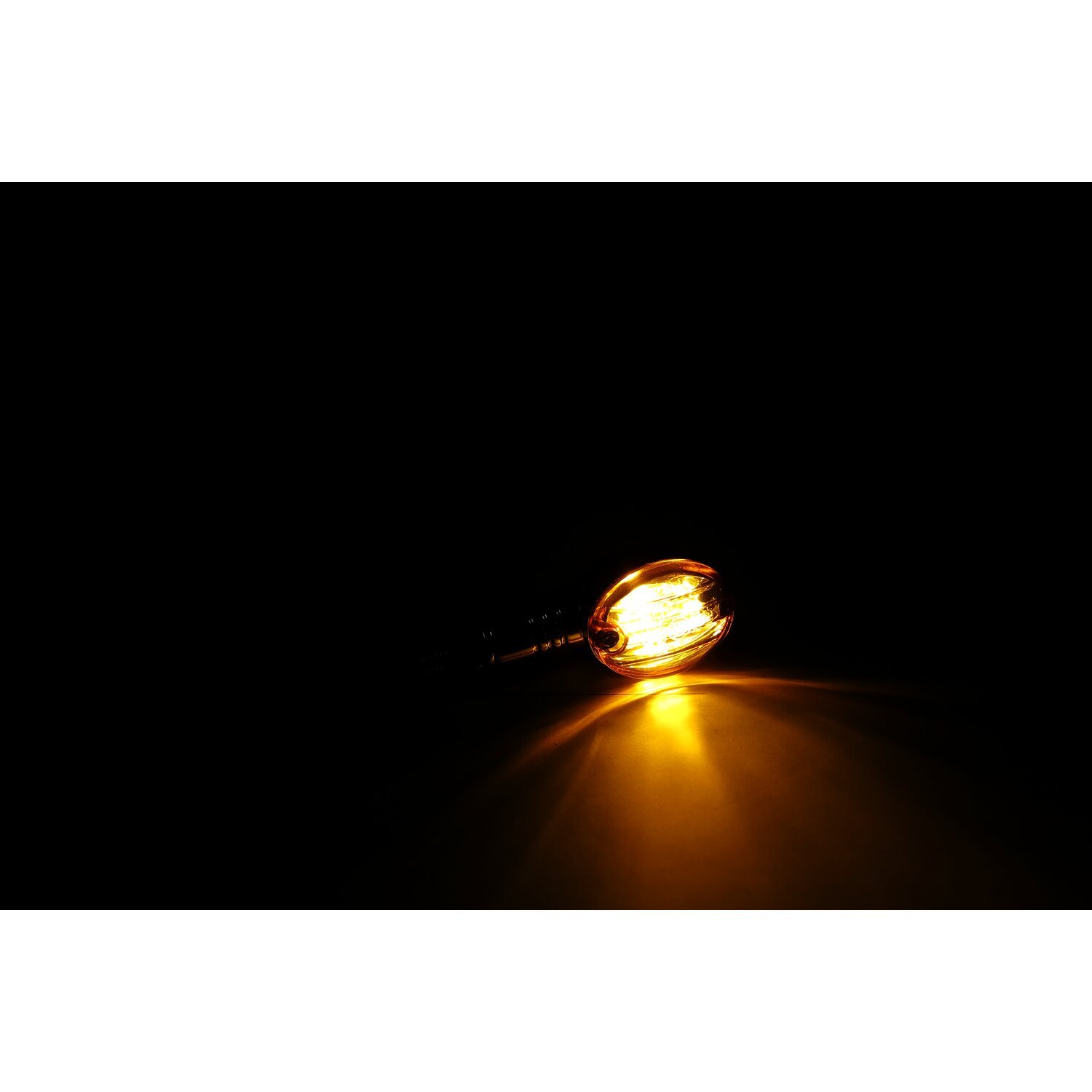 Micro-flash, halogen turn signal. Chrome. Dark amber lens, Orange