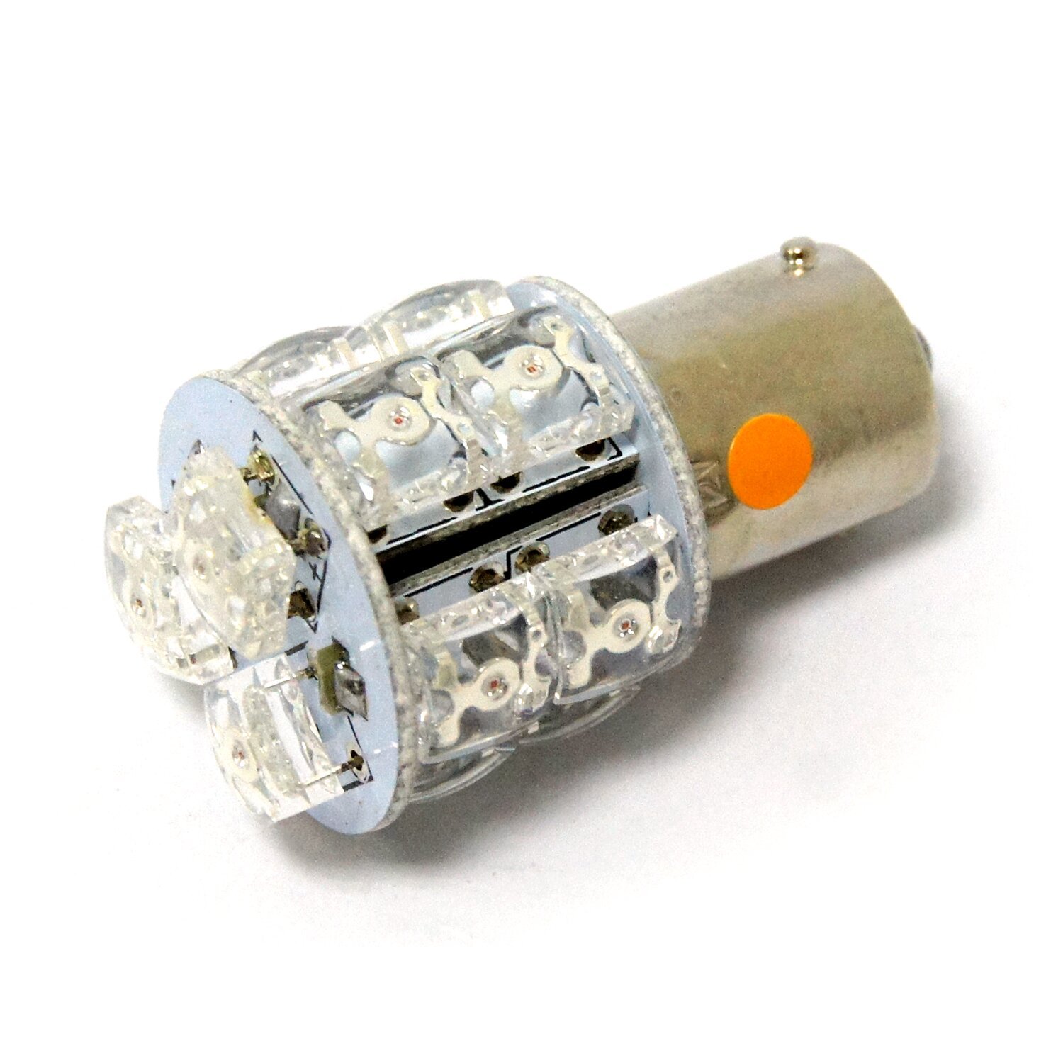 Superflux LED miniature bulb. Amber light, std base, Orange