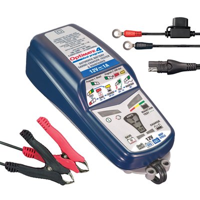 With EU wall plug. 9-step 12V 1A Battery Saving charger-tester-maintainer for Lead Acid, AGM & GEL 12V batteries from 3 to 50Ah.
Note: Offers two charging programs. Program 1 is for direct charging of a battery, program 2 allows safe and unsupervised charging through a BMW motorcycle’s CAN-bus controlled 12V socket. OptiMate 4 Dual Program tests before & after charging and can recover a ‘dead-flat’ battery from as low as 0.5 Volts.
- CAN-bus: Automatic KEY-LESS activation and continued maintenance until charger is disconnected.
- CAN-bus: Safe low voltage pulse desulphation
- Charging Amps: 1A (constant current)
- Indoor / Outdoor (lowest temperature: -40°F / -40°C).
- Save: Low Volt Start of 0.5V + 2-step* desulphation recovery (*1-step low volt pulse save during CAN-bus mode).
- For Lead Acid, AGM & GEL 12V batteries from 3 to 50Ah.
- Input: Global (100-240V 50-60Hz), high efficiency (CEC listed), fully sealed.
- Weatherproof case with wall mounts
- Incl. 6ft / 180cm AC supply lead and 6ft / 180cm charge lead ending in SAE connector. Weatherproof battery lead & standard battery clip set included.
- No risk of overcharging
- Sparks suppressed
- Safe for vehicle electronics
- Safe for long-term battery maintenance
- Automatic shut-down if short-circuited or battery disconnected