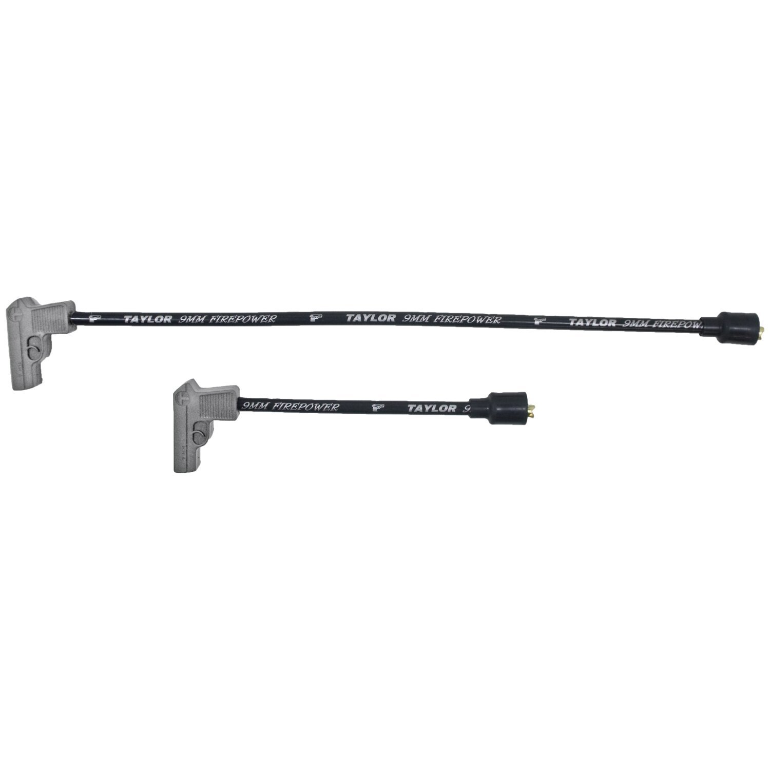 Taylor, 9mm Fire Power spark plug wire set. Black/silver