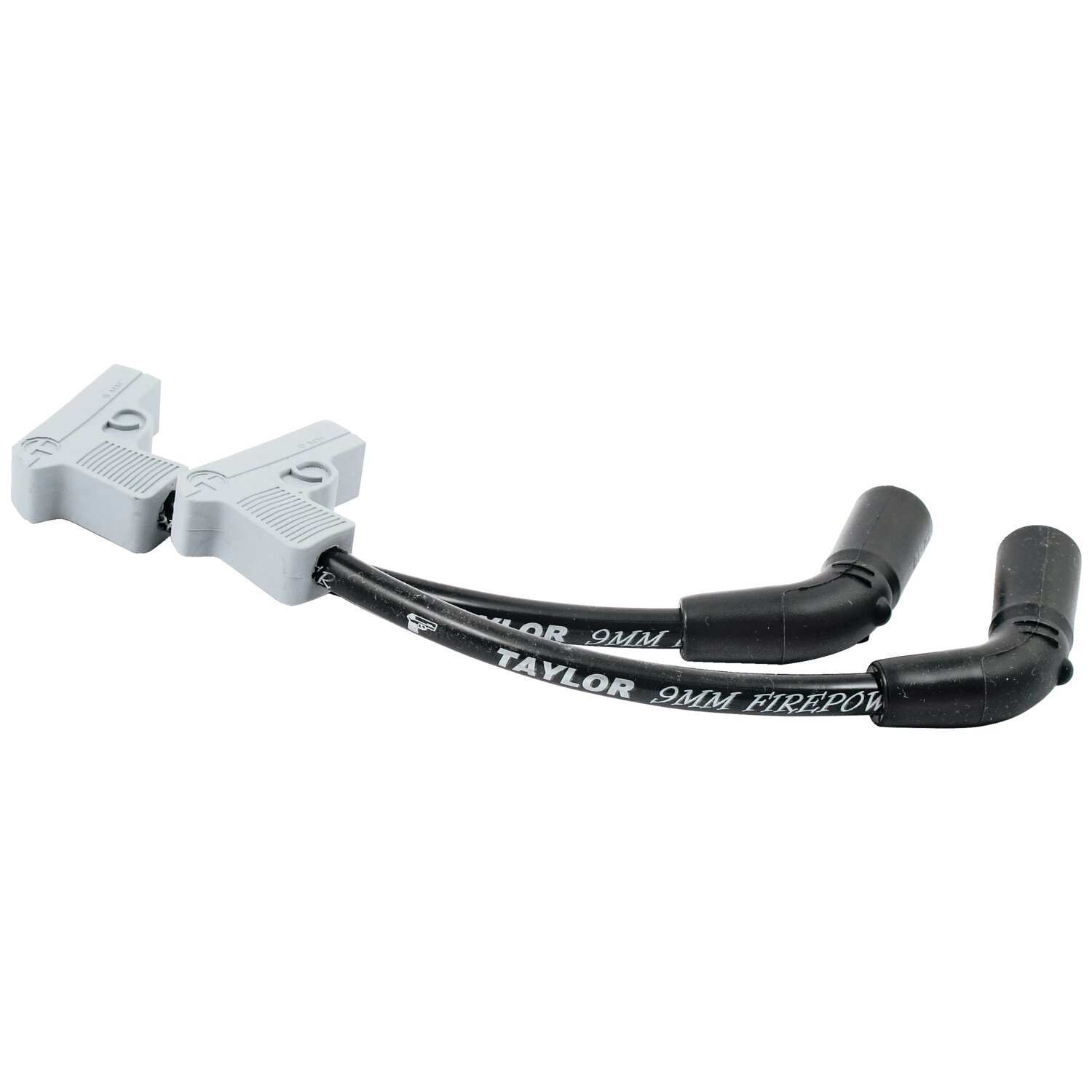 Taylor, 9mm Fire Power spark plug wire set. Black/silver