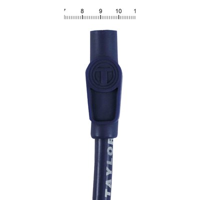 Includes one 18" wire with 180° (straight) plug and coil boot. The other wire is 9" with 180° plug boot and a 90° coil boot. Ready to install spark plug cable set with a Spiro-Pro core with .409" Pro Race (10.44mm) diameter cables that feature a spiral wound core with 350 Ohm/ft. resistance for excellent EMI and RFI suppression. With a 3-layer silicone technique, consisting of a 10.4", an 8" and a pure silicone inner core. Layers are separated with a heat treated fiberglass woven mesh below the first layer and a fiberglass braid below the second layer for pull strength. Offers 600°F (315°C) continues heat protection. The plug boot is 100% pure silicone around a double spring locking terminal for a positive and vibration resistant connection to the spark plug.
Note: Compatible with all Harley ignitions. If you have an aftermarket ignition, please check with manufacturer ohm requirement. For very high ohm ratings you can use Taylor's Carbon Core wire sets. For magnetos and point ignitions Taylor's metallic core wire sets are recommended.