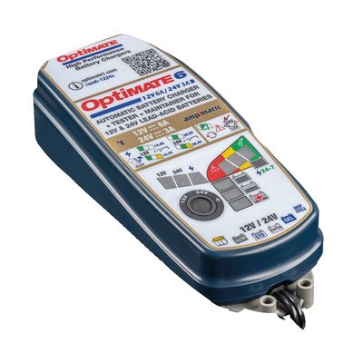 With EU wall plug. 8 step 12V 5A / 24V 2.5A battery saving charger-tester-maintainer. Used for 12V and 24V starter and deep cycle Lead Acid, AGM, GEL & Deep Cycle batteries (12V=3Ah to 240Ah, 24V=1Ah to 100Ah) that demand accurate temperature controlled charging and unsupervised safe long term maintenance.
- Designed for sensitive electronics: The 'Save' program has been designed for safe fully automatic low volt start (from 0.5 Volts) and 'pulse' recovery of deep discharged batteries connected to very sensitive electronics e.g. light aircraft, industrial equipment.
- Protected against incorrect voltage selection: With 24V selected and a 12V battery connected the charger will immediately warn that a low voltage is sensed and will not proceed to charging. The user must confirm the nominal voltage of the connected battery is 24V before 'Save' mode activates.
- Charging Amps: 5A @ 12V / 2.5A @ 24V (Ampmatic)
- AmpMatic charge control: adjusts current to suit any battery size (12V=3Ah to 240Ah, 24V=1Ah to 100Ah) or condition for fastest and most complete charge
- Indoor / Outdoor (lowest temperature: -40°F / -40°C).
- Save: Low Volt Start of 0.5V (12V) + 1-step safe pulse recovery
- For Lead Acid, AGM & GEL (12V=3Ah to 240Ah, 24V=1Ah to 100Ah)
- Input: Global (100-240V 50-60Hz), high efficiency (CEC listed), fully sealed
- Weatherproof case with wall mounts
- Incl. 6ft / 180cm AC supply lead and 6ft / 180cm charge lead ending in SAE connector. Weatherproof battery lead & standard battery clip set included
- No risk of overcharging
- Sparks suppressed
- Safe for vehicle electronics
- Safe for long-term battery maintenance
- Automatic shut-down if short-circuited or battery disconnected