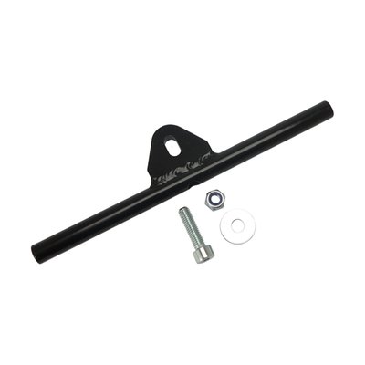 Used to move the turn signals to the frame down-tubes, below the fuel tank. Bracket tube is hollow to route wiring and 8mm threaded for use with all custom turn signals that have 8mm threads. Complete with installation hardware. Gloss black powder coated steel. 
Note: Not compatible with engine guards.