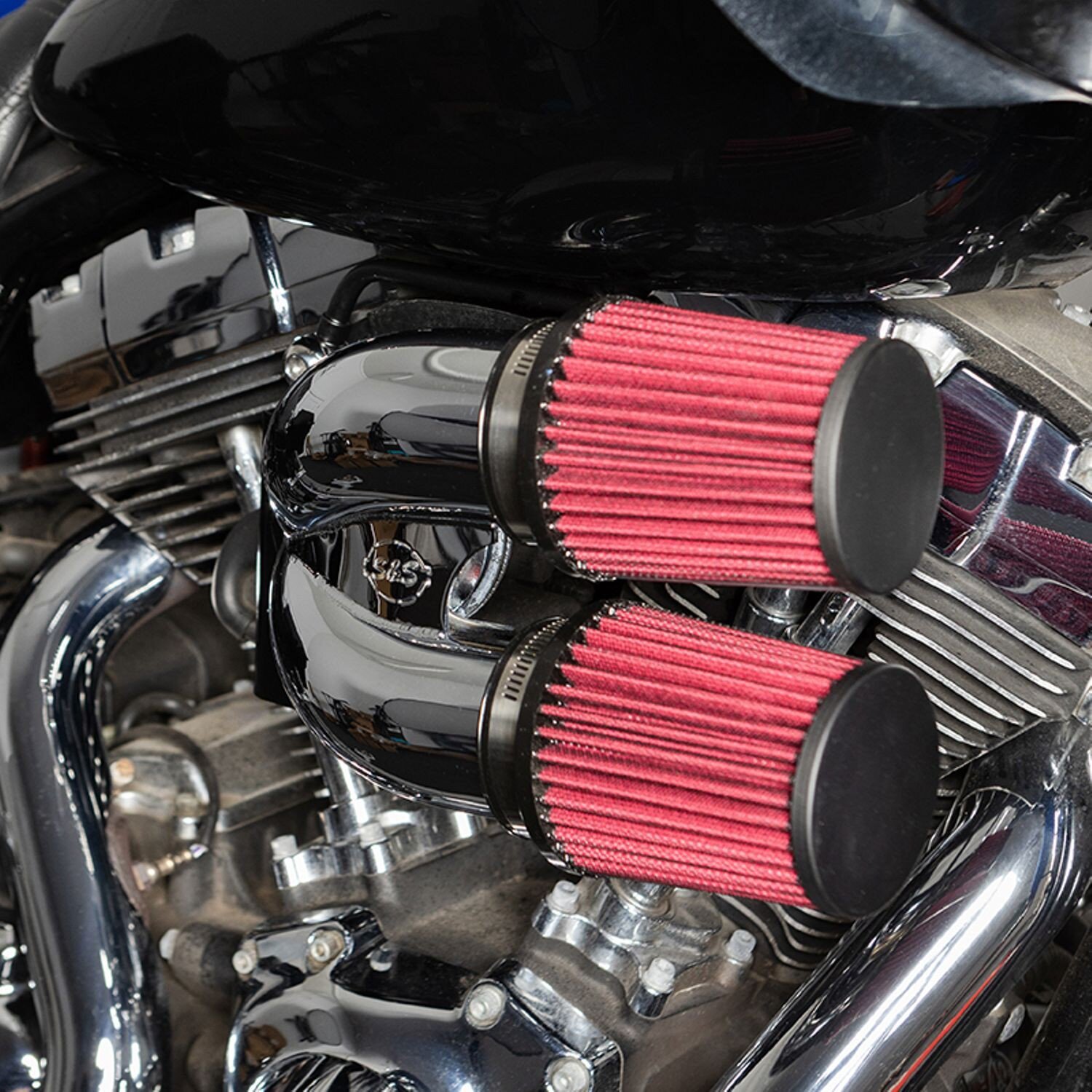 S&S, tuned induction air cleaner kit. Chrome