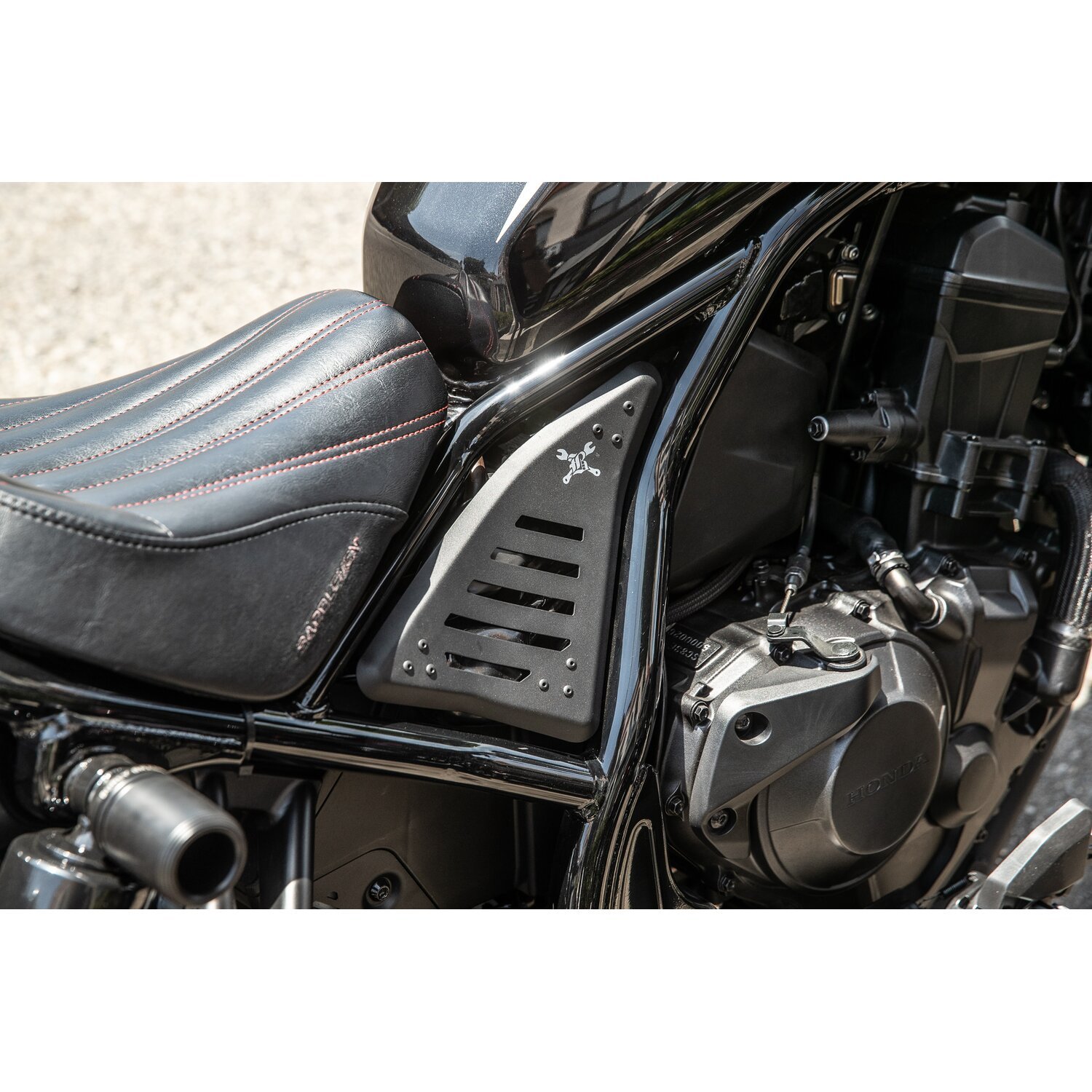 Burly, Slash cut side panel cover set. Left & Right, Black