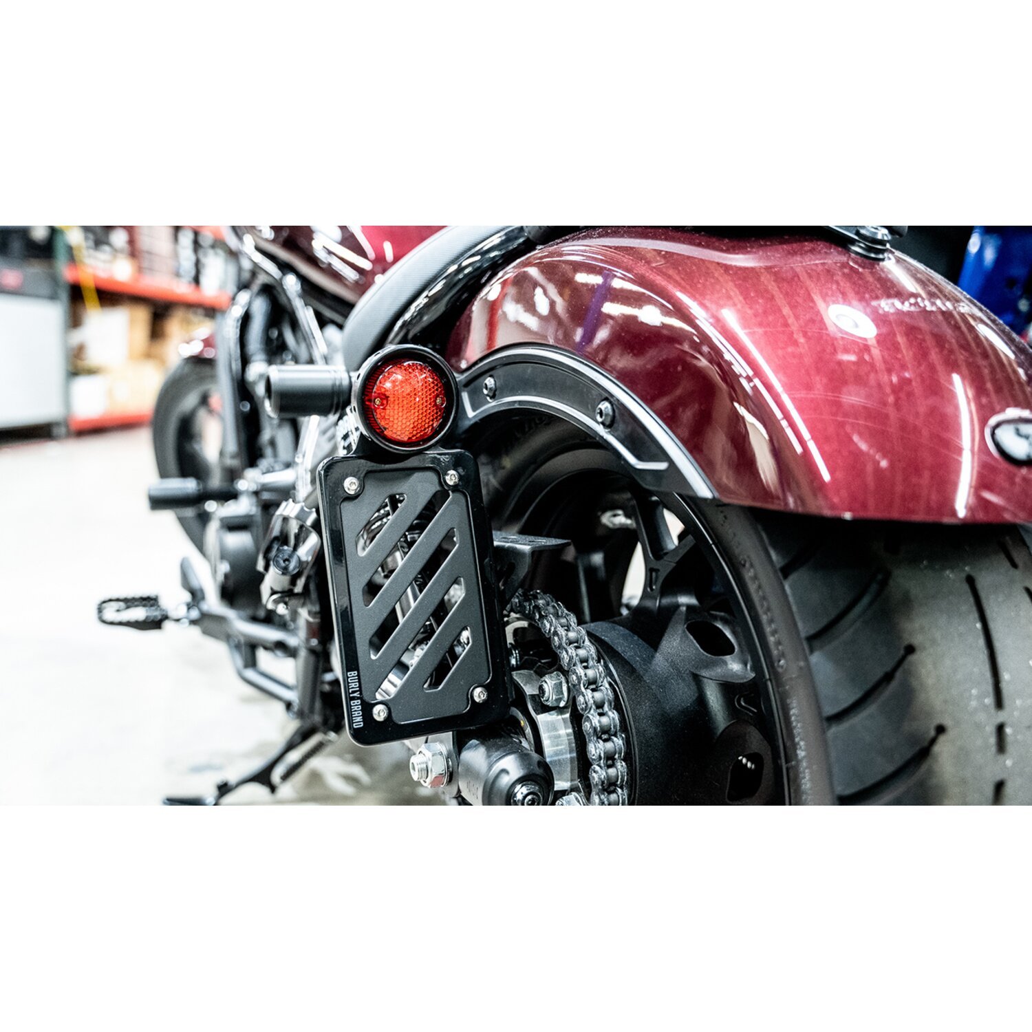 Burly, Side mount LED taillight & license plate kit, Black, Gloss