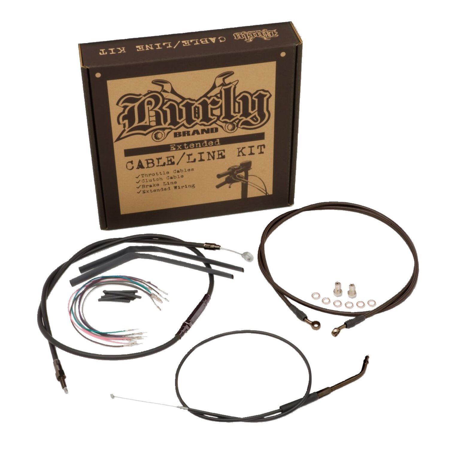 Burly, Extended cable/Line kit for 12" apehangers, Black