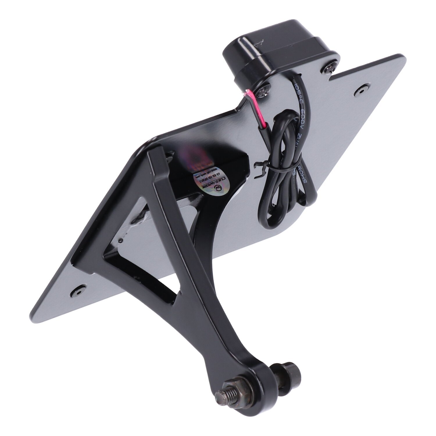 Cult-Werk, side mount license plate bracket, black. CH, Matte
