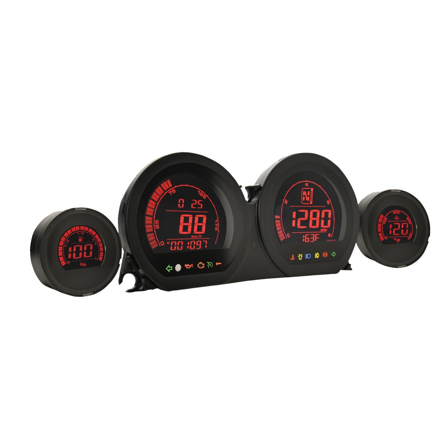 KOSO, HD-03 4-piece 2-color gauge kit for Touring, Black