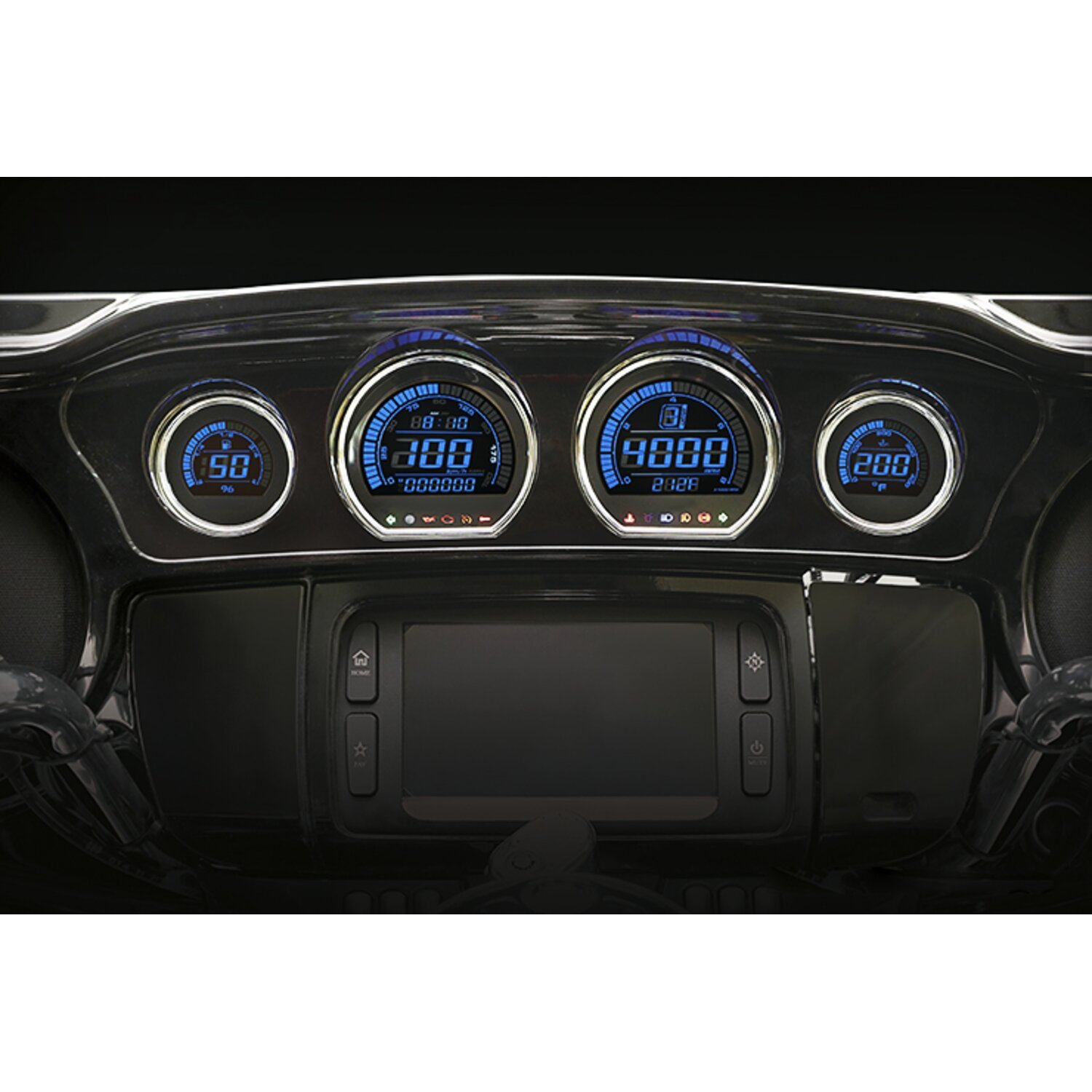 KOSO, HD-03 4-piece 2-color gauge kit for Touring, Black