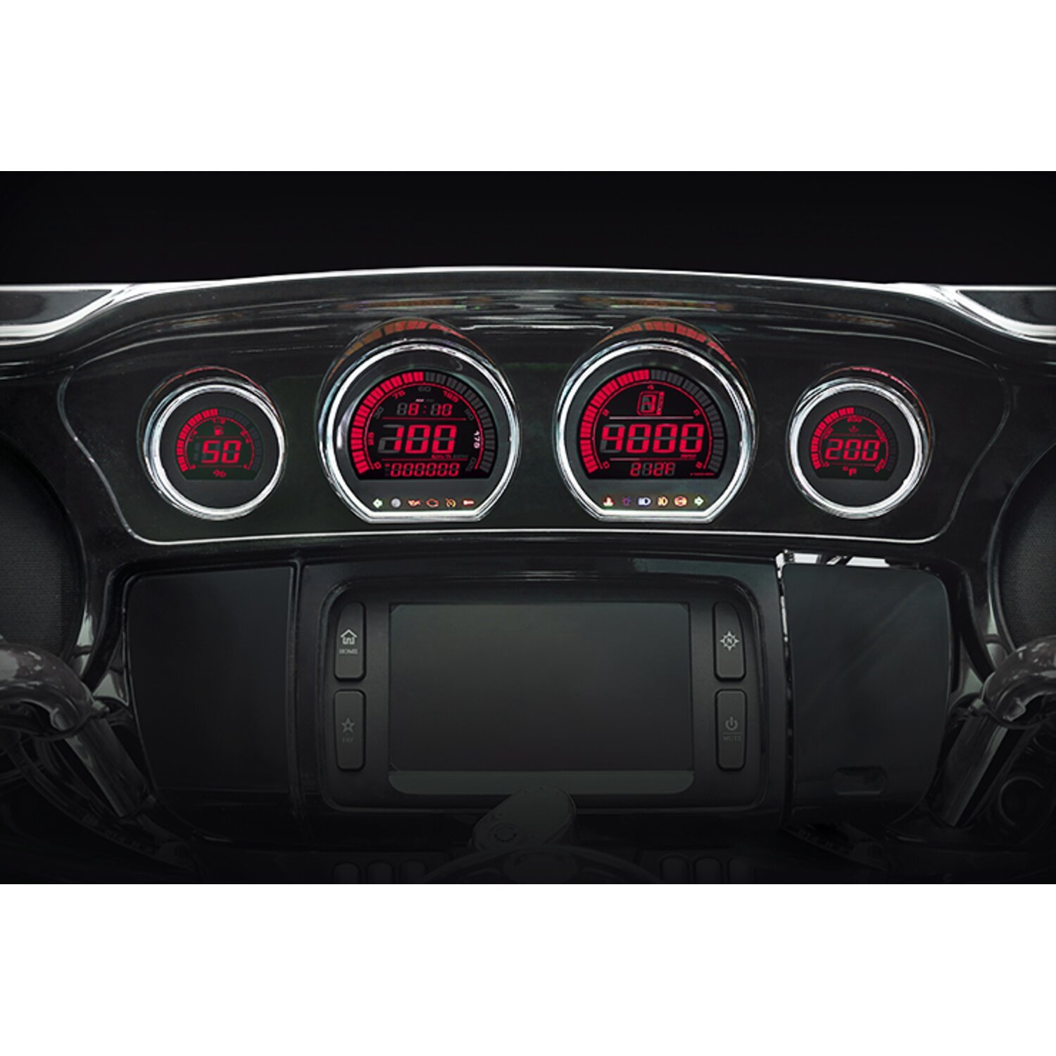 KOSO, HD-03 4-piece 2-color gauge kit for Touring, Black