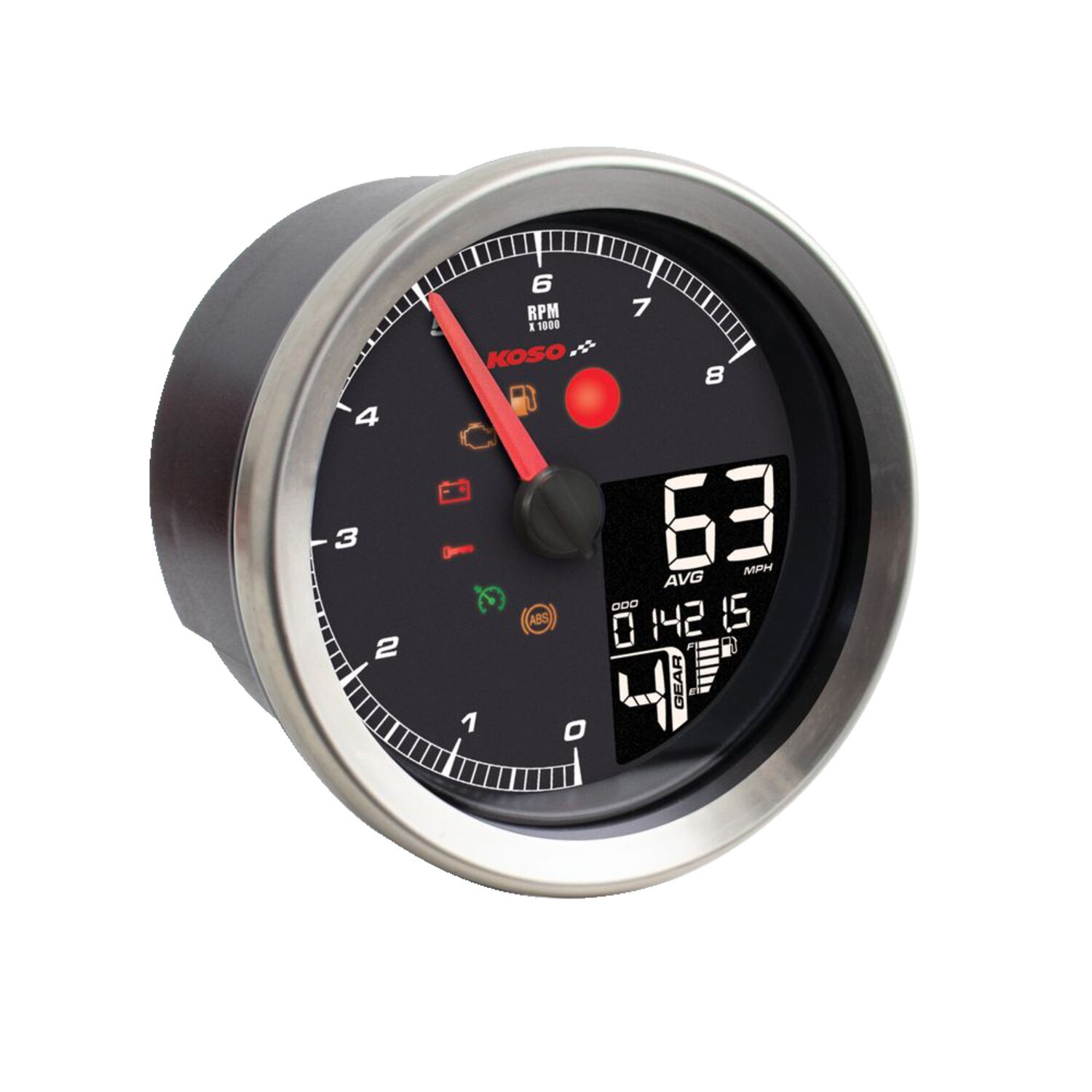 KOSO, HD-01-04 95mm speedometer / tachometer, Silver