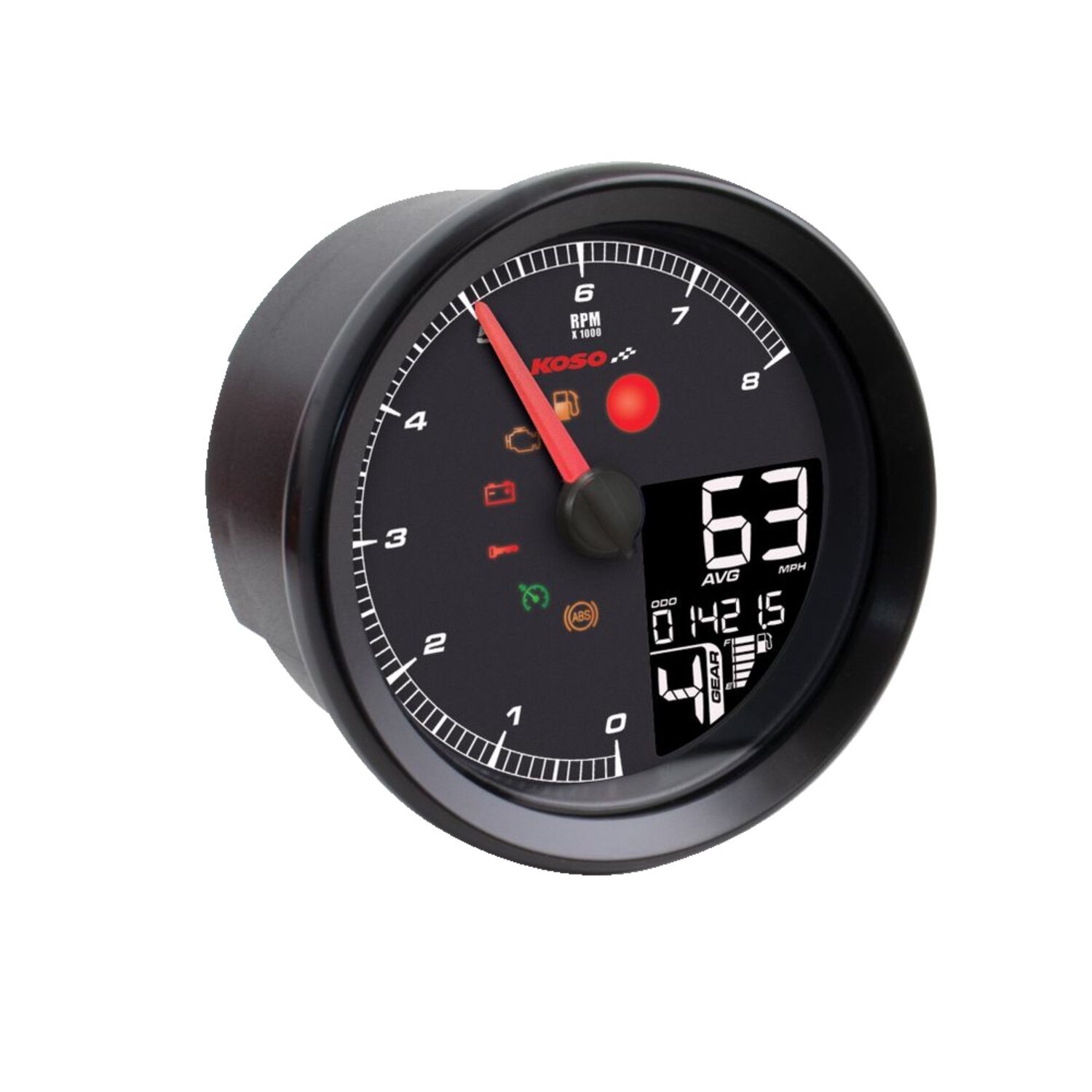KOSO, HD-01-04 95mm speedometer / tachometer, Black