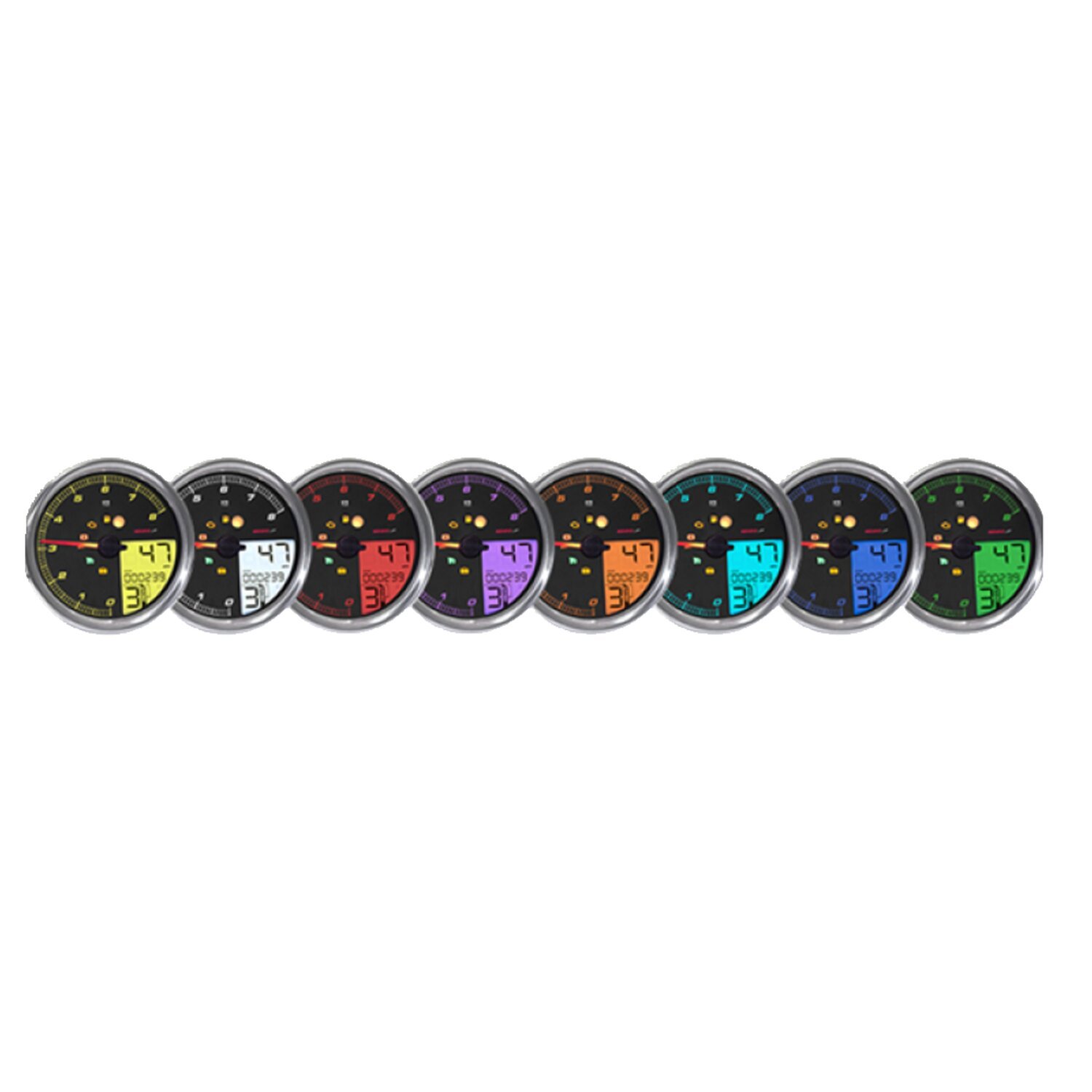 KOSO, HD-05 speedometer / tachometer. Chrome bezel, Black
