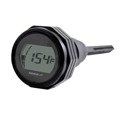 Digitally shows information on engine oil temperature and oil level. With simple 'push to power' technology, featuring a white backlight, to check oil level and temperature on the go or at a stoplight.
- Note: When 'battery low' warning appears, the battery must be replaced immediately since dipstick may no longer give correct temperature values
- Celsius / Fahrenheit: 0-150 °C / 32-302 °F switchable
- To switch from Celsius to Fahrenheit: Press and hold the display for a few minutes, the oil dipstick will now switch over automatically
- Indicates per: 1 °C (1 °F)
- Oil level indicator: Level 1 to 4
- White backlight
- Battery used: CR2032
- Ambient temperature: -10 – 60°C
- Standard: JIS D 0203 (S2)
- Dimension: 217mm x 48mm
- Weight: 273 gram