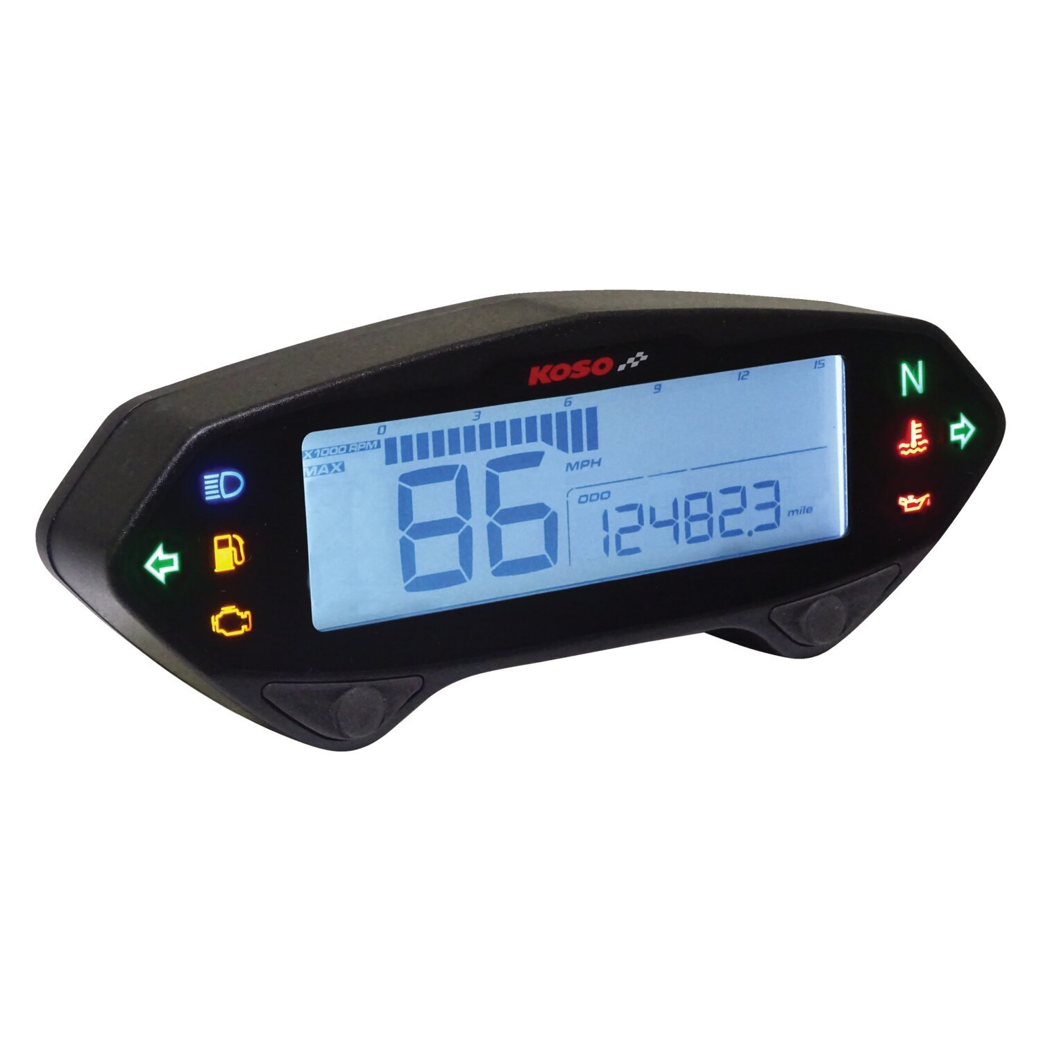 KOSO, DB01-RN multifunctional speedometer / tachometer, Black