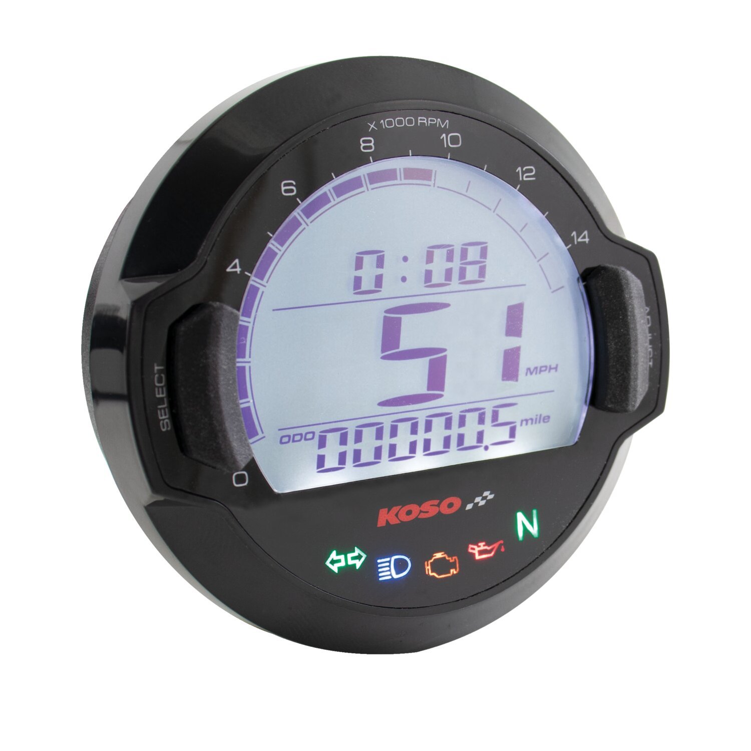 KOSO, D64 DL-03SR multifunctional speedo / tachometer, Black