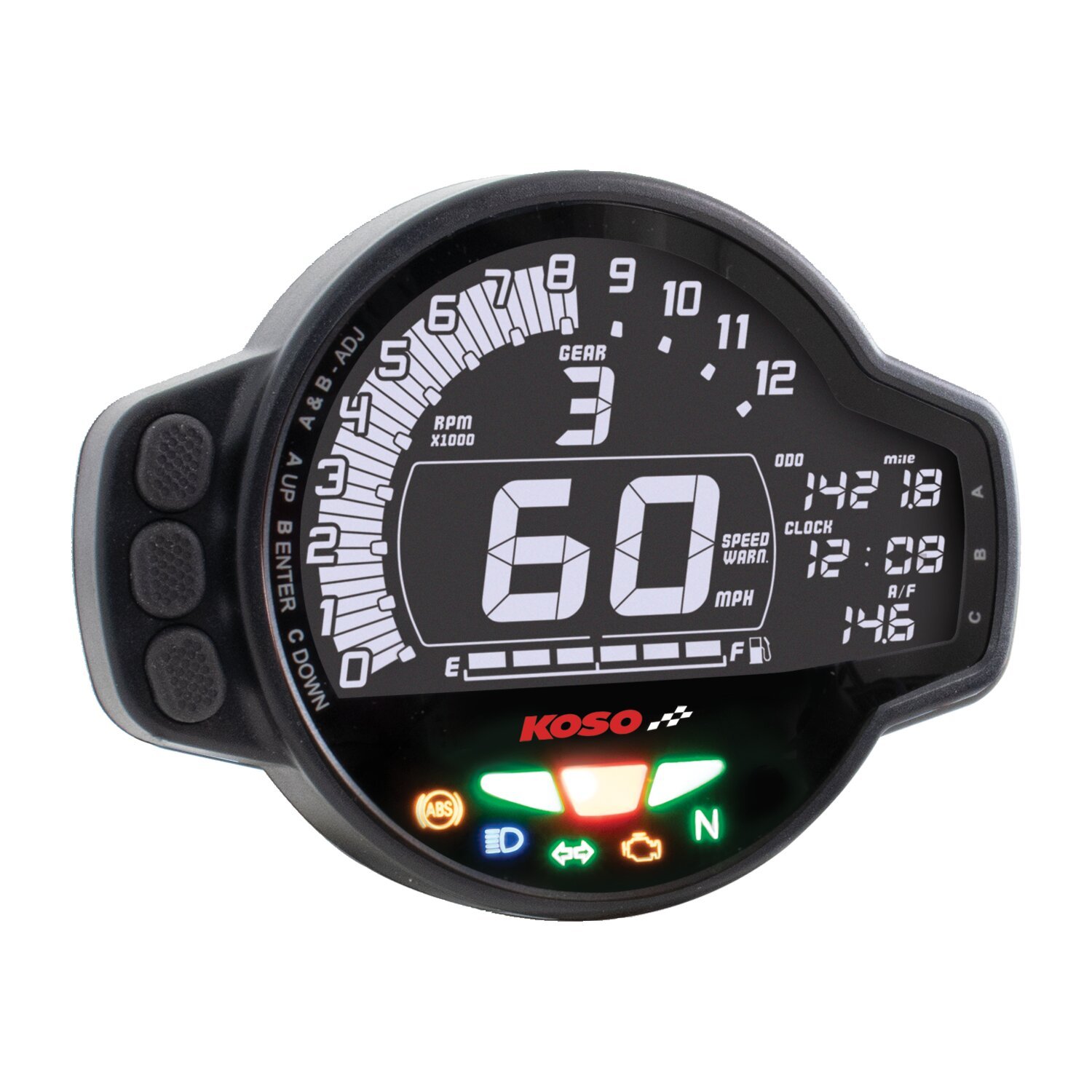 KOSO, MS-01 multifunctional Speedo/tachometer, Black