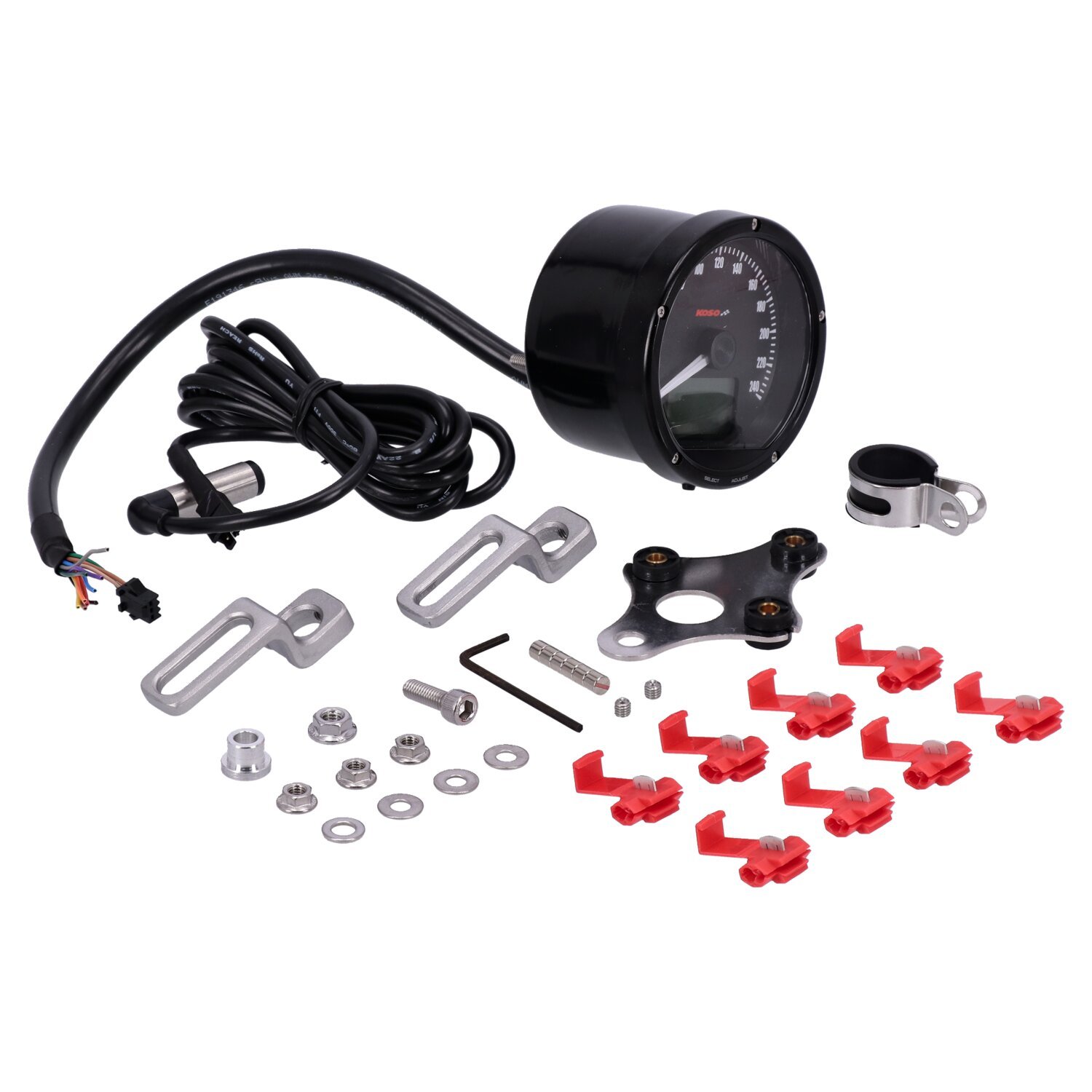 KOSO, D75 85mm electronic speedometer, Black