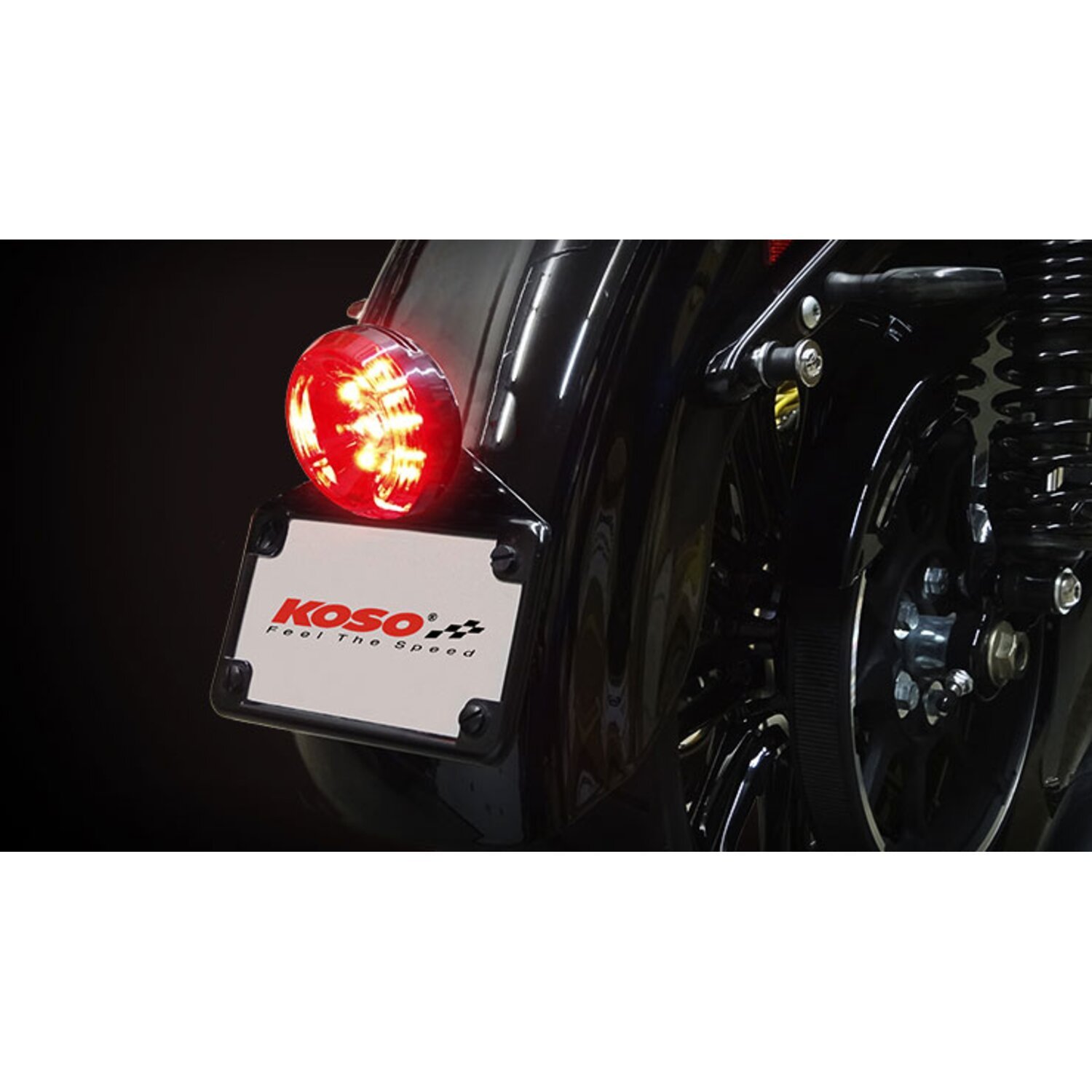 KOSO, 'Solar' LED taillight. Red lens, Black