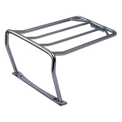 Chrome. Mounts to mounting holes of license plate bracket and seat. Used in combination with stock bobbed fender. Takes a maximum weight of 4.5kg (10lbs).
